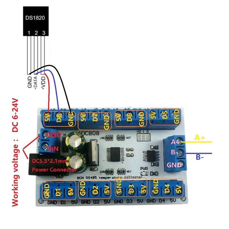 ELETECHSUP 8Ch Ds18b20 Rs485 M - Ds18B20 评论和价格