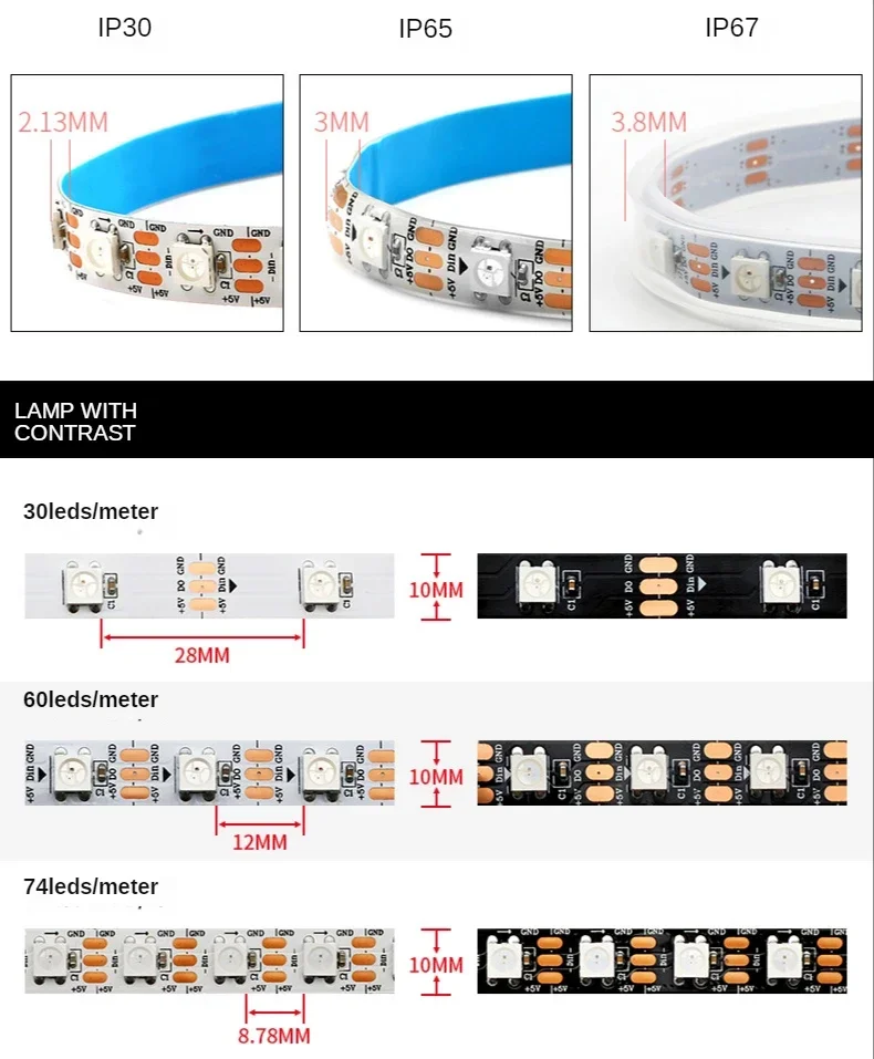 Hot Sell DC5V WS2812B RGB Led  - Ws2812B Strip 5V 评论和价格